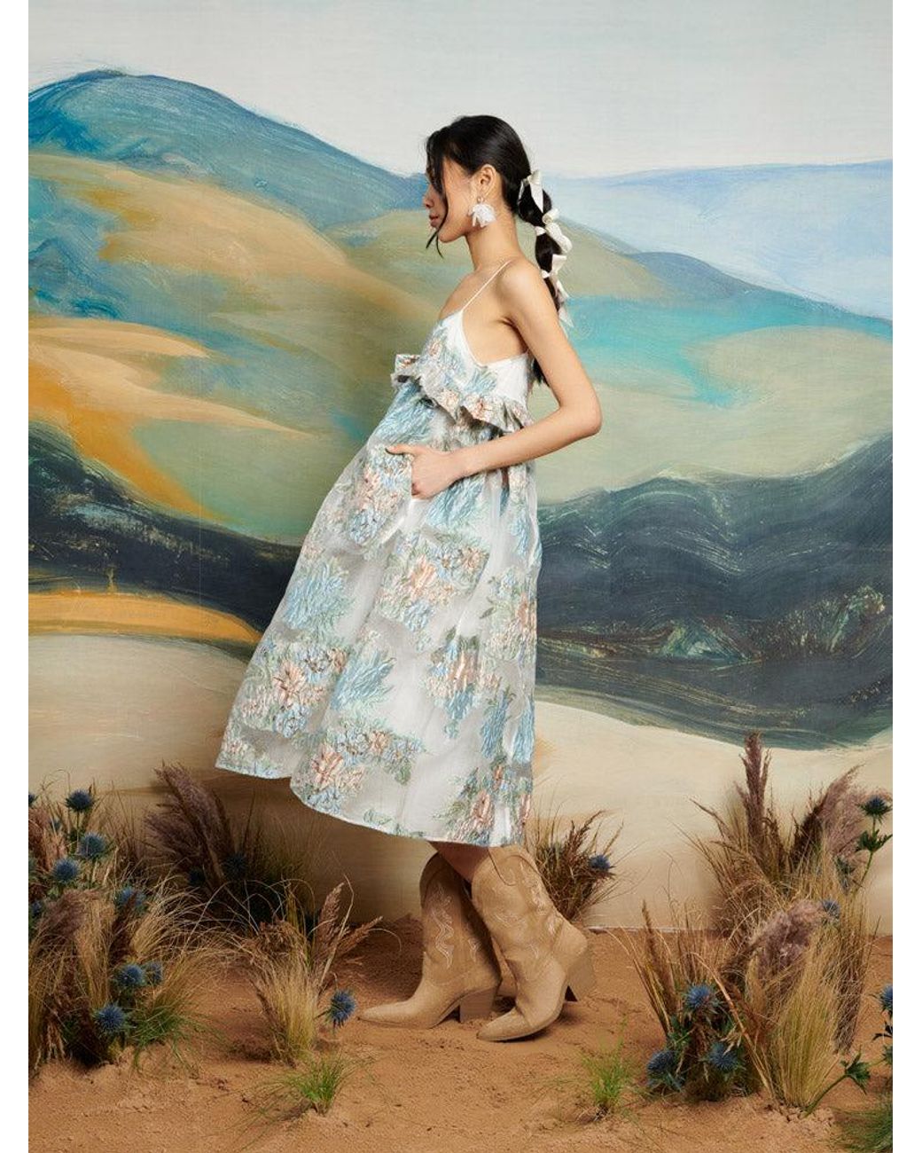 Sister Jane Dream Barn Flower Jacquard Dress in Blue | Lyst
