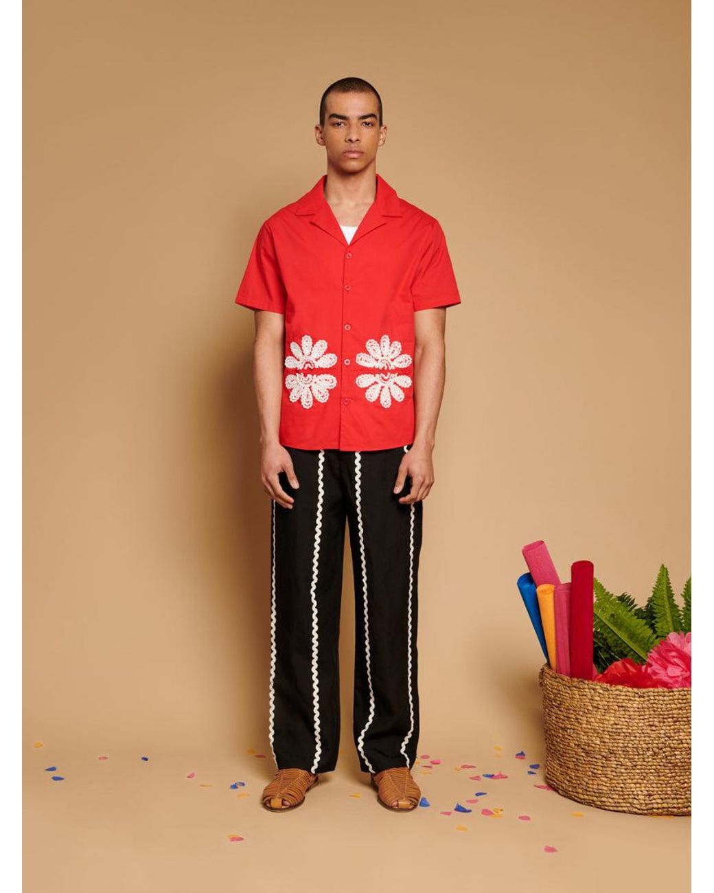 Sister Jane Red Rosario Trimmed Pockets Shirt
