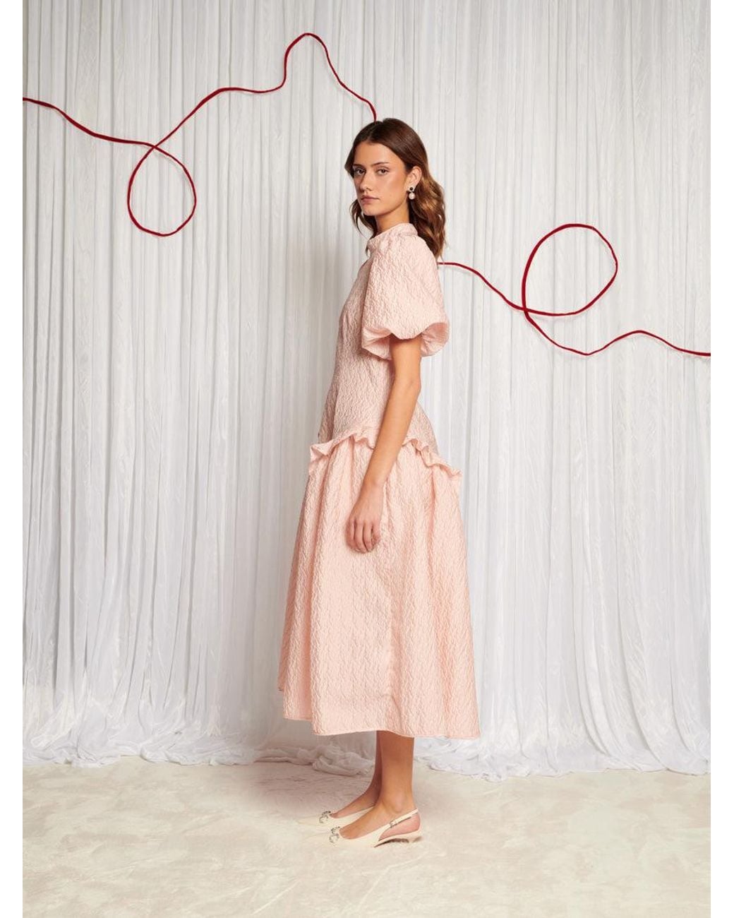 スーツ・フォーマル・ドレス Swift Jacquard Midi Dress sister jane sister-jane-Nude-Pink-Dream-
