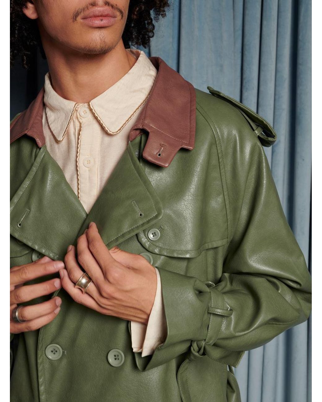 Sister Jane Blue Scout Pu Trench Coat