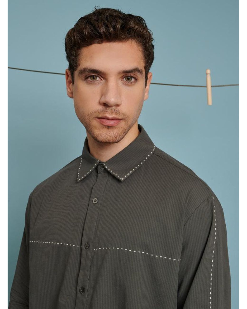 Sister Jane Gray Norma Stitch Detail Shirt