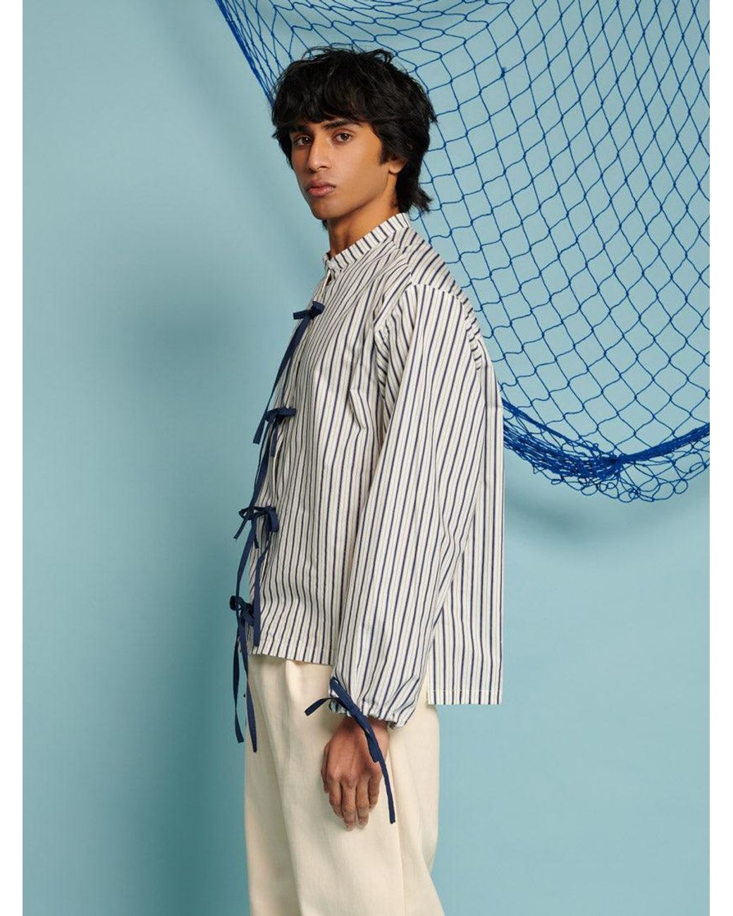 Sister Jane Blue Howard Stripe Bow Shirt