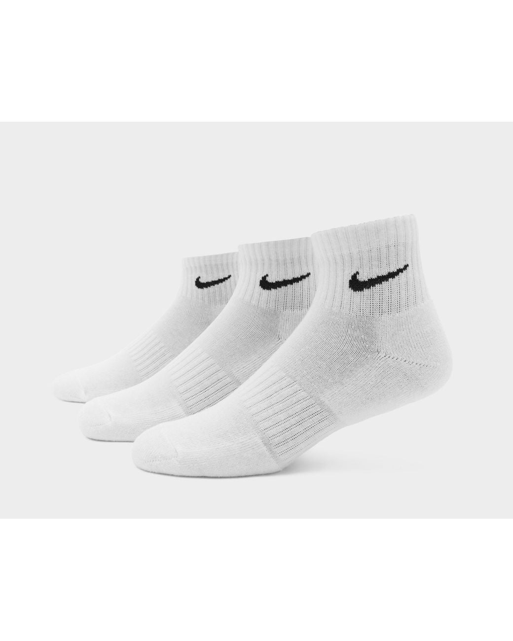 Nike White 3-Pack Lightweight Quarter Socks for men