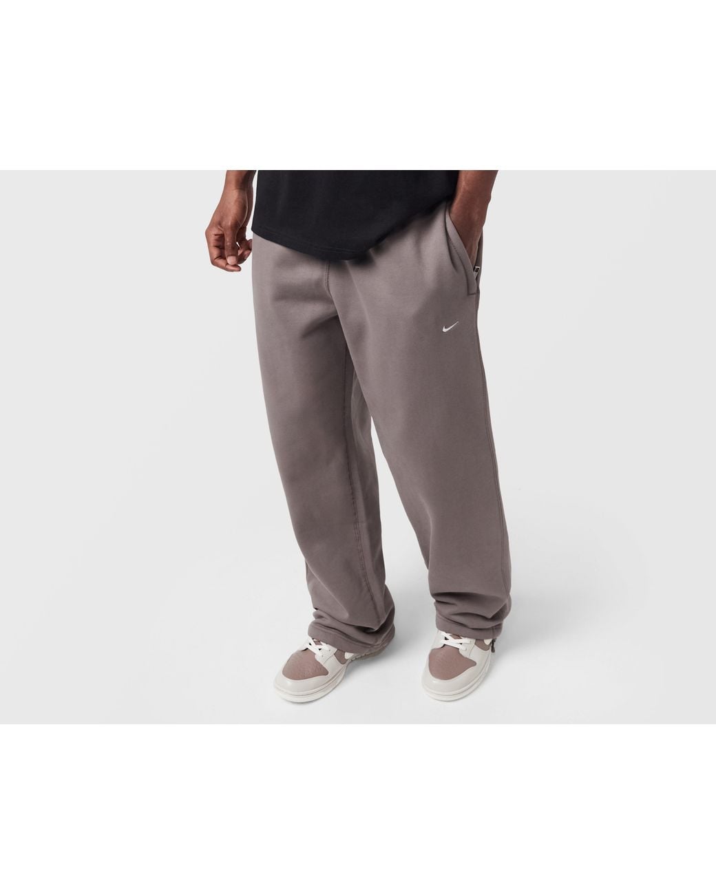 Nike Black Solo Swoosh Open Hem Fleece Pants for men