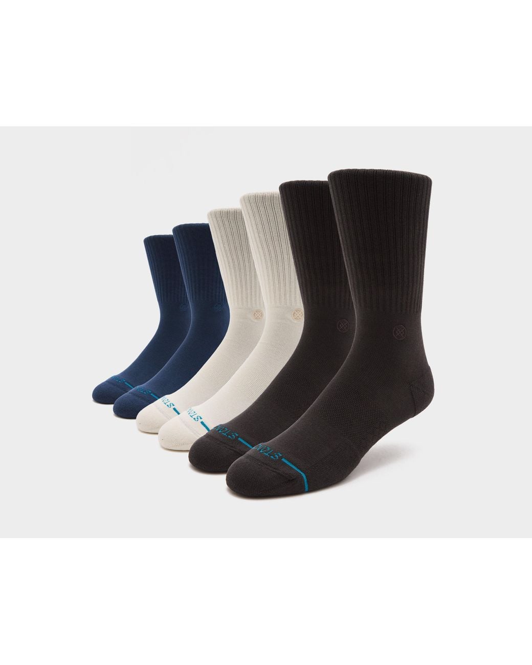 Stance Black Icon Crew Socks (3-Pack) for men