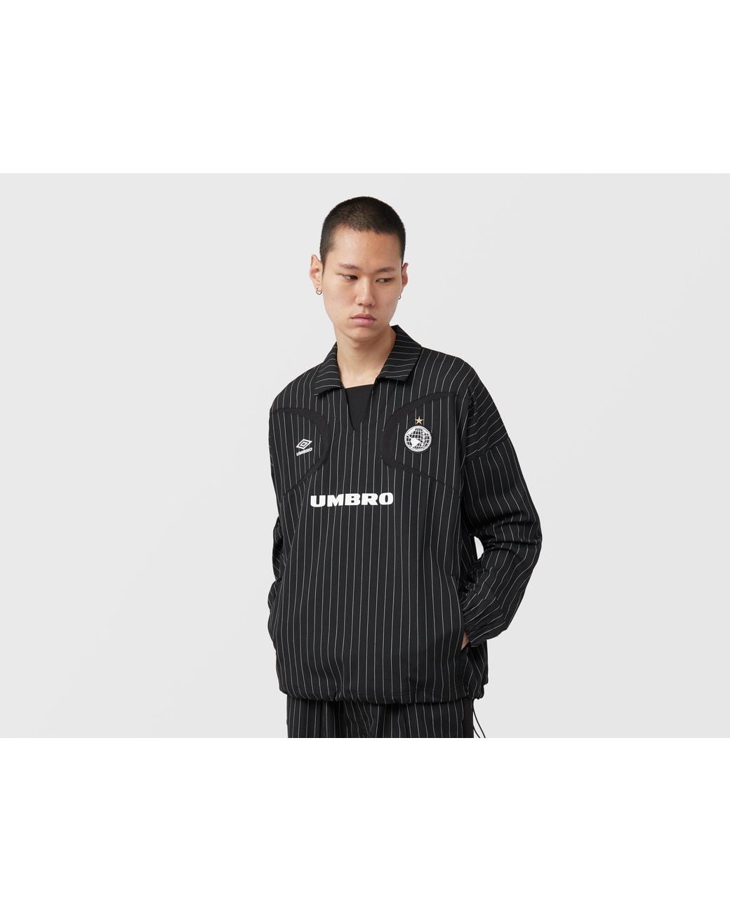 Umbro Black Sports Culture Pinstripe Drill Top for men
