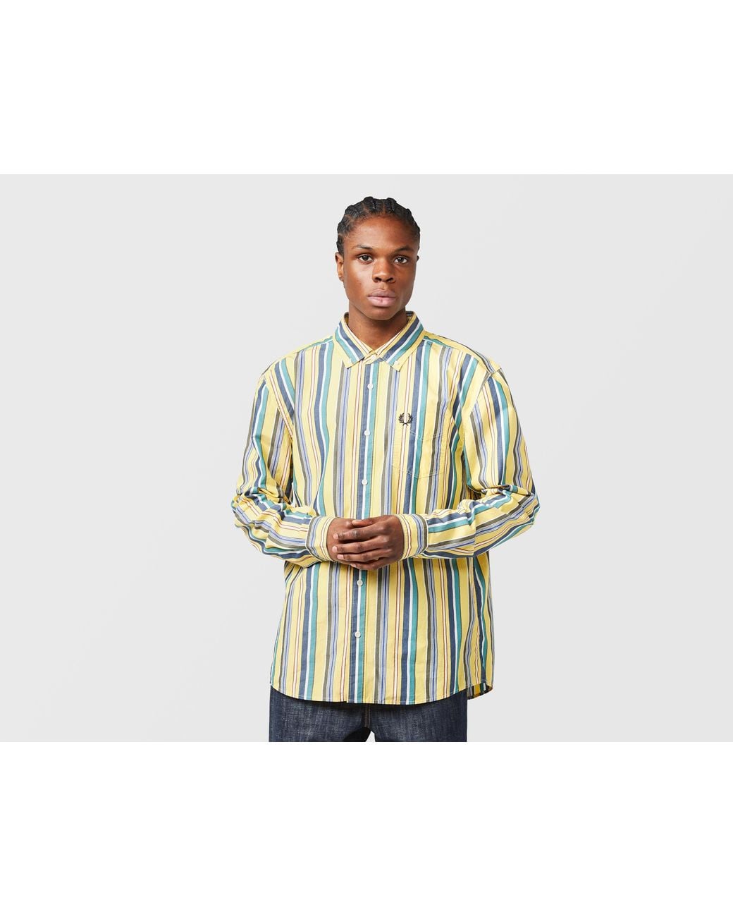 Fred Perry White Relaxed Striped Shirt for men