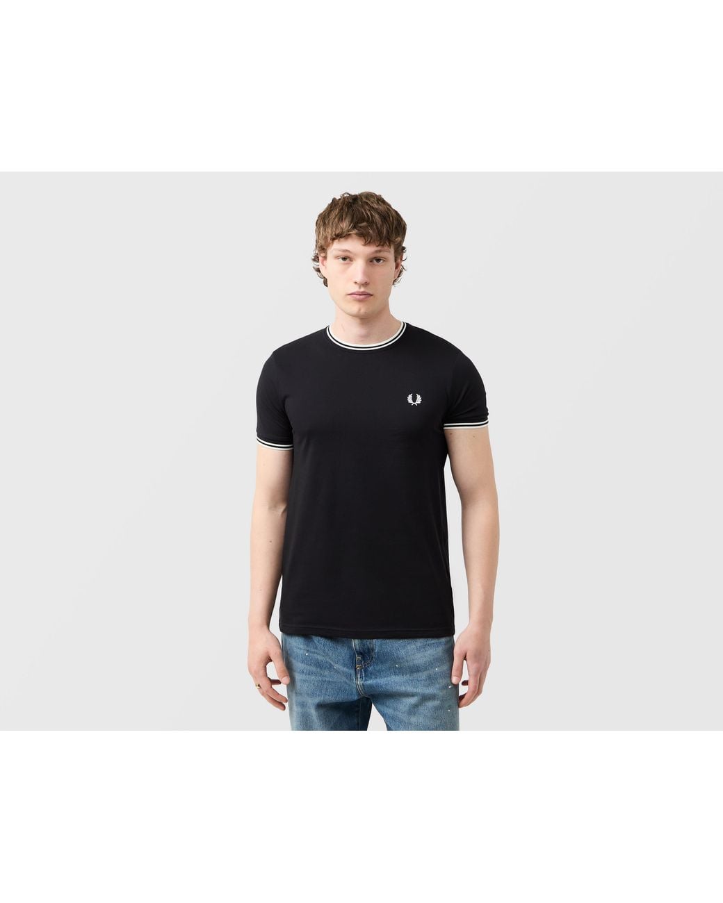 Fred Perry Black Twin Tipped Ringer T-Shirt for men