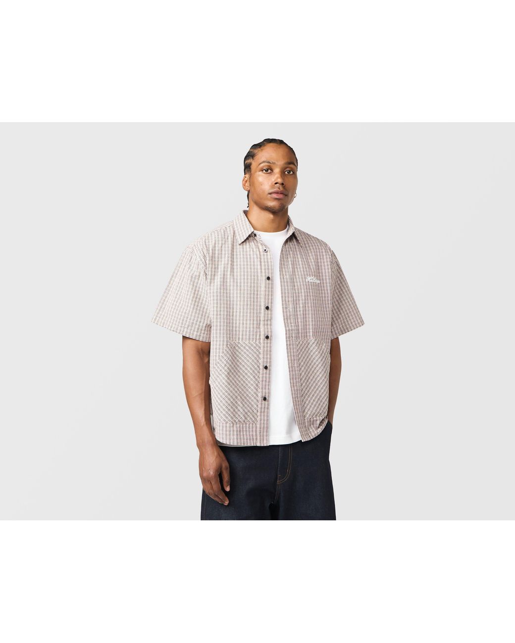 Xlarge Black Check Short Sleeve Shirt for men