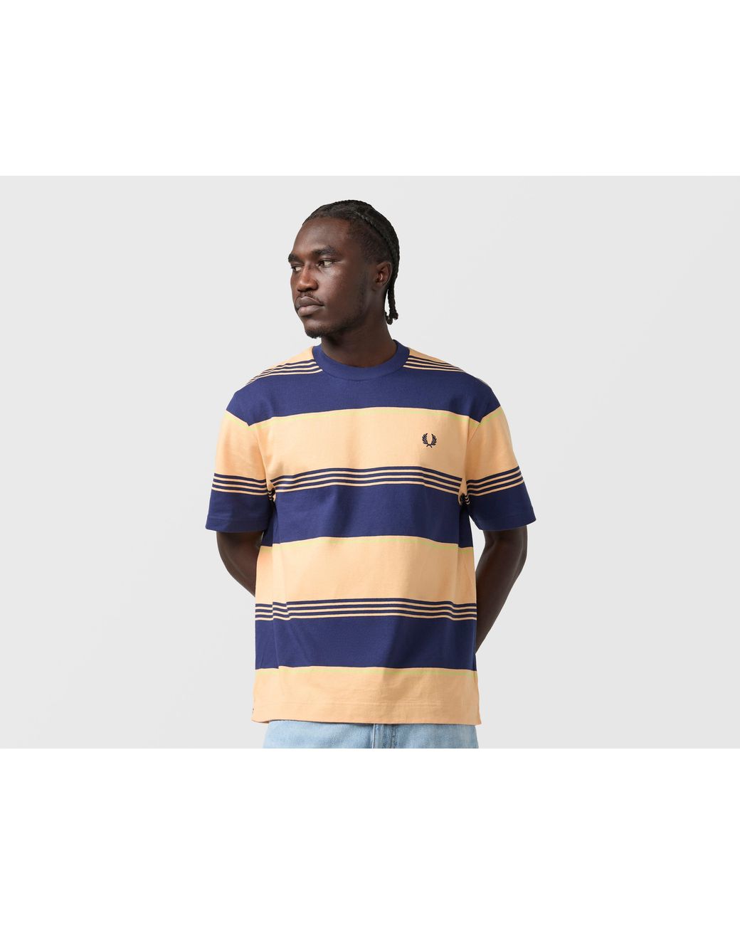 Fred Perry Blue Striped Relaxed T-Shirt for men