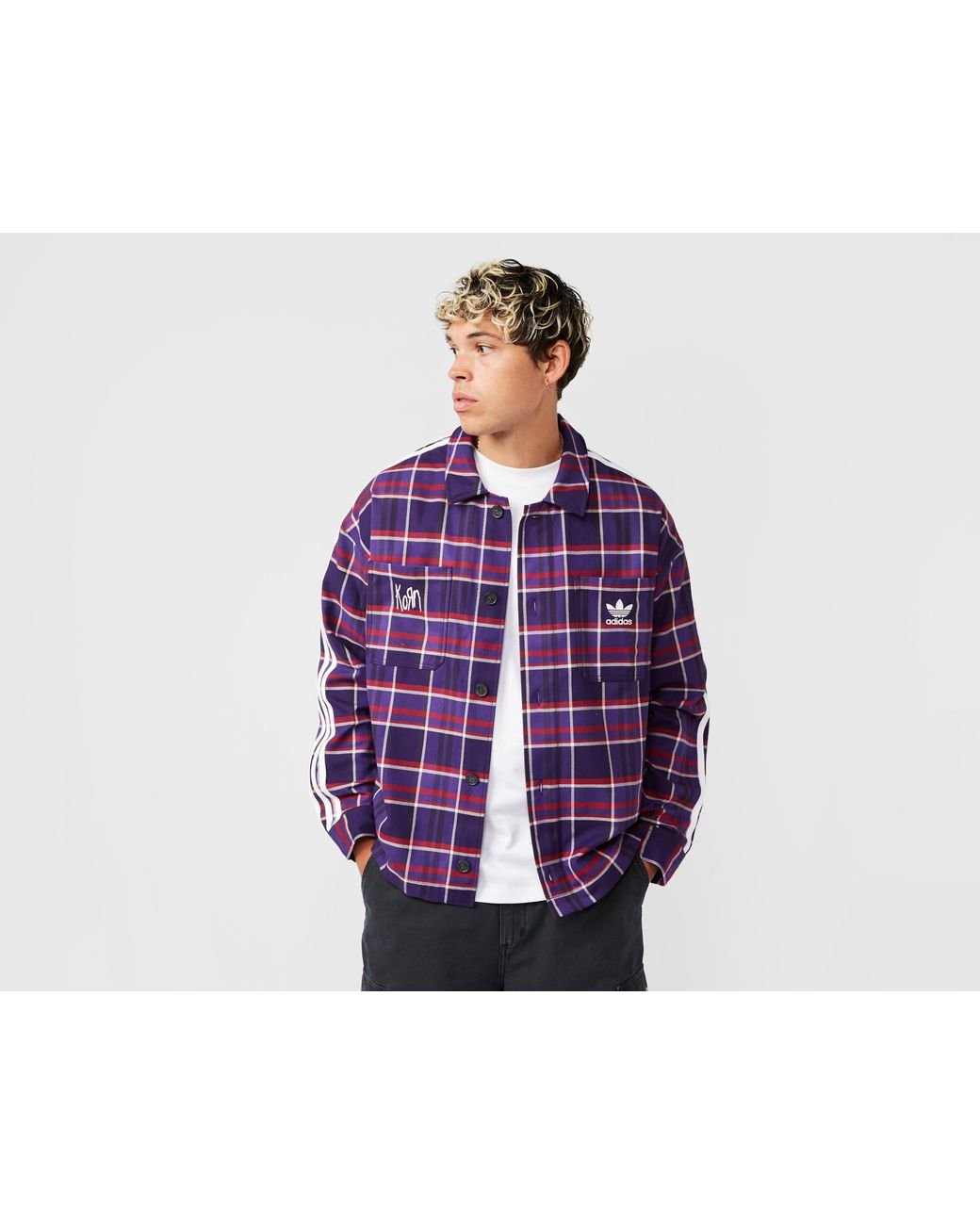 adidas x Korn Overshirt  サイズXL adidas x Korn Overshirt Purple Flannel JG1334 Size JP XS-3XL