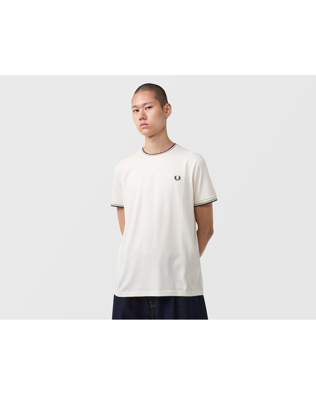 Fred Perry White Twin Tipped Ringer T-Shirt for men
