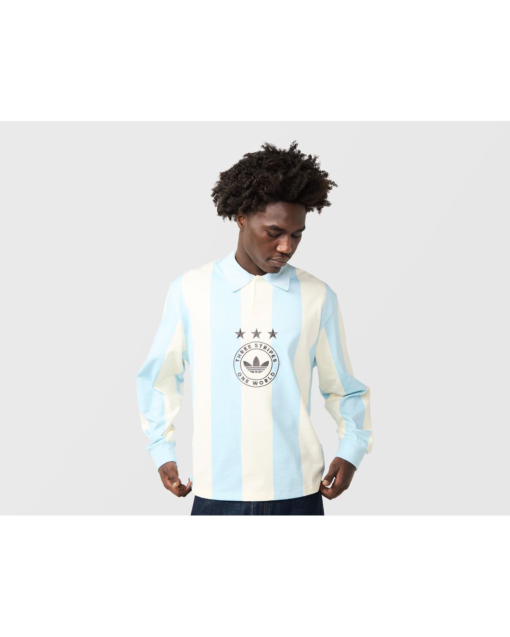 Adidas Originals Black Graphic Long Sleeve Polo for men
