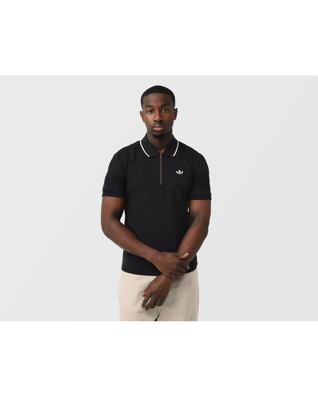 Adidas Originals Black 3 Stripes Polo for men