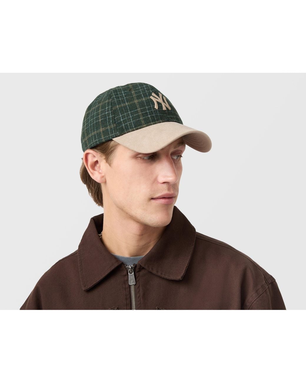 KTZ Brown New York Yankees Plaid 9Twenty Cap for men