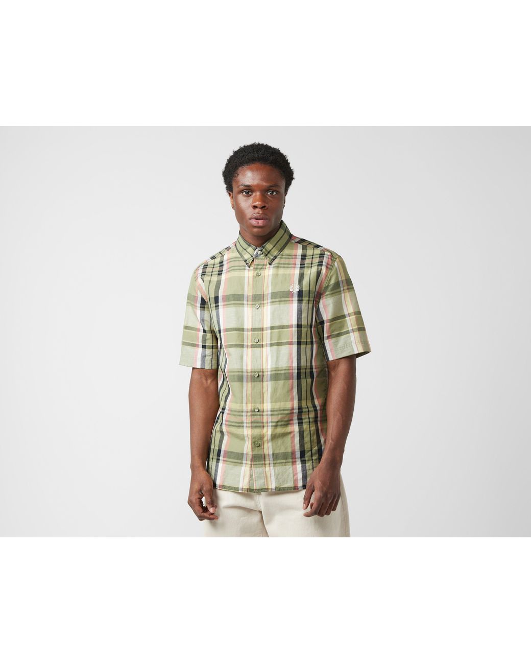 Fred Perry Green Madras Check Shirt for men