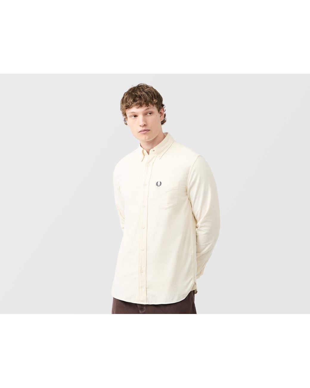 Fred Perry White Needle Cord Shirt for men