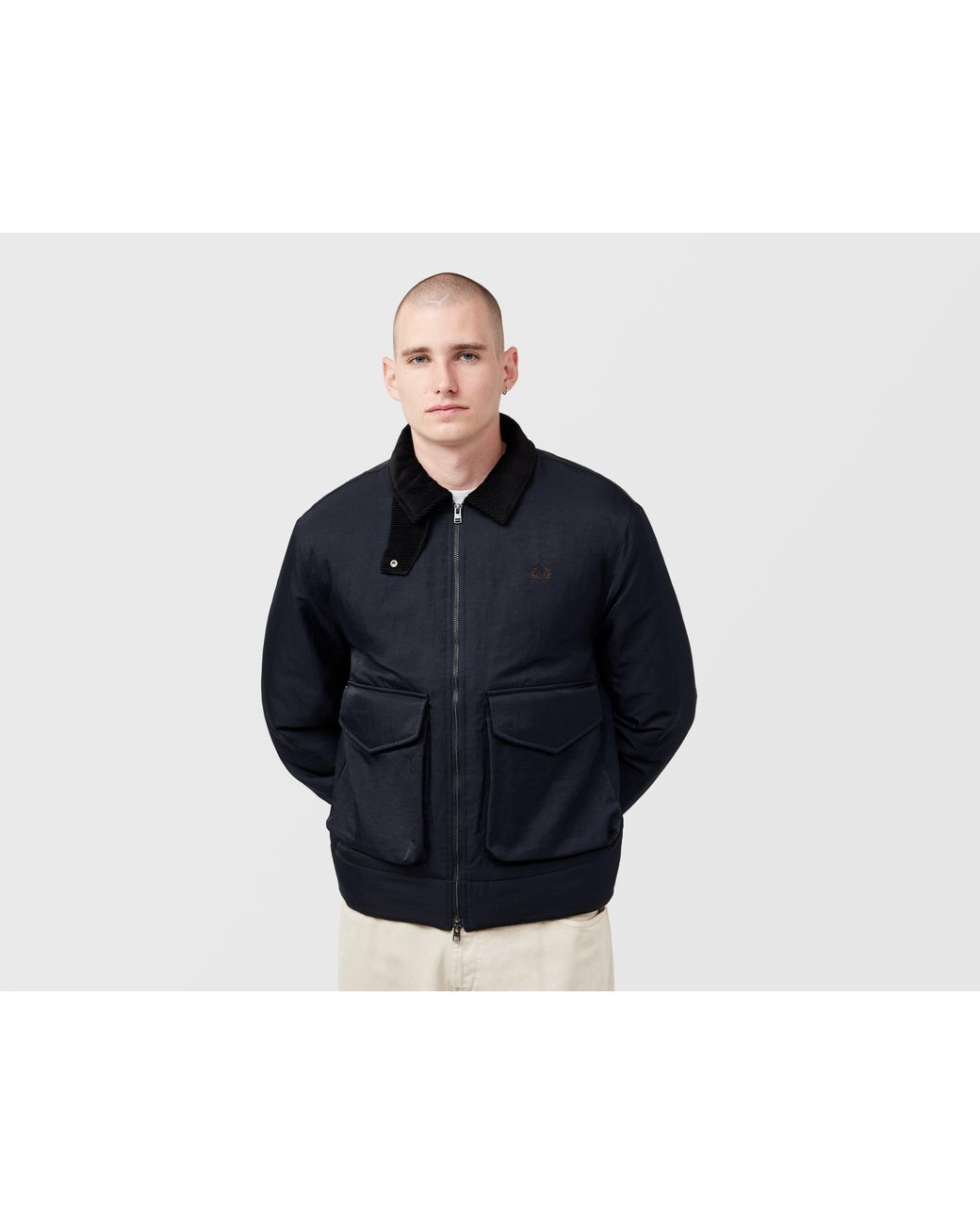 Fred Perry Blue Nylon Caban Jacket for men