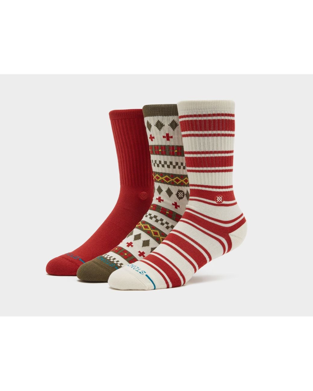 Stance Red Cabin Days Crew Socks (3-Pack) for men