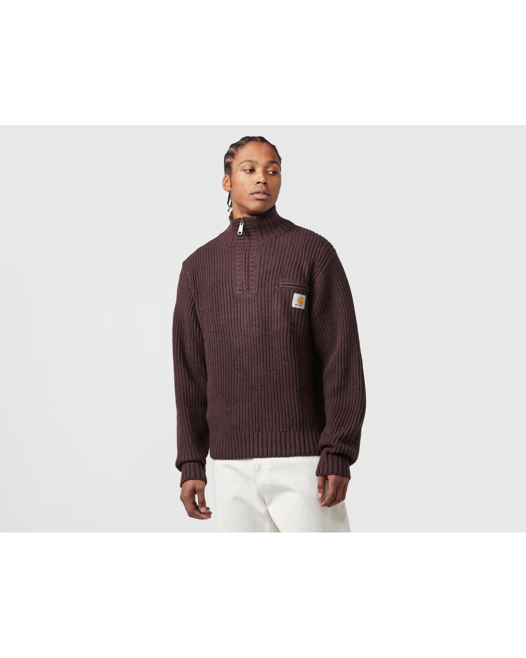 Carhartt Brown Detroit 1/2 Zip Sweater for men