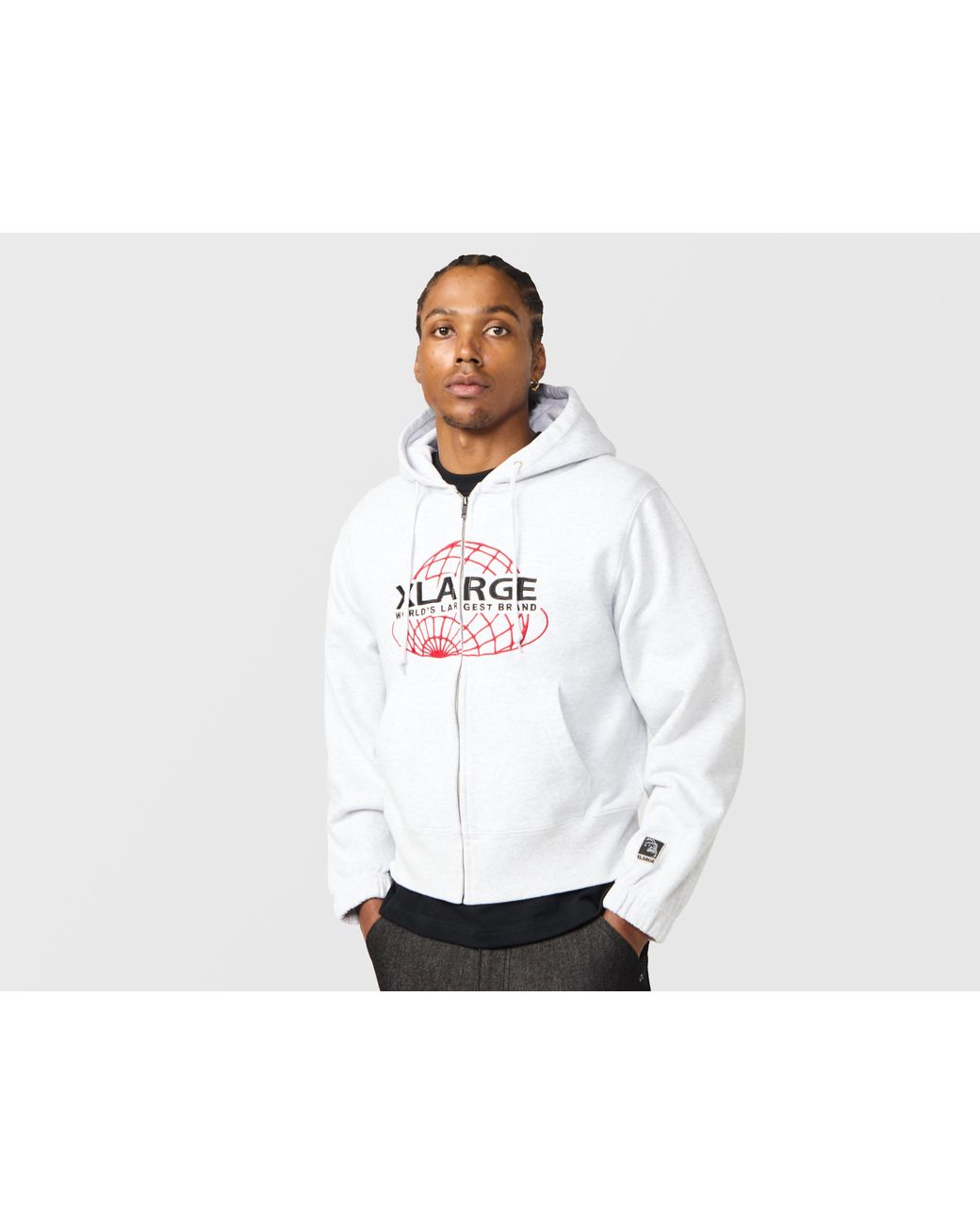 Xlarge White World's Largest Brand Zip Hoodie for men
