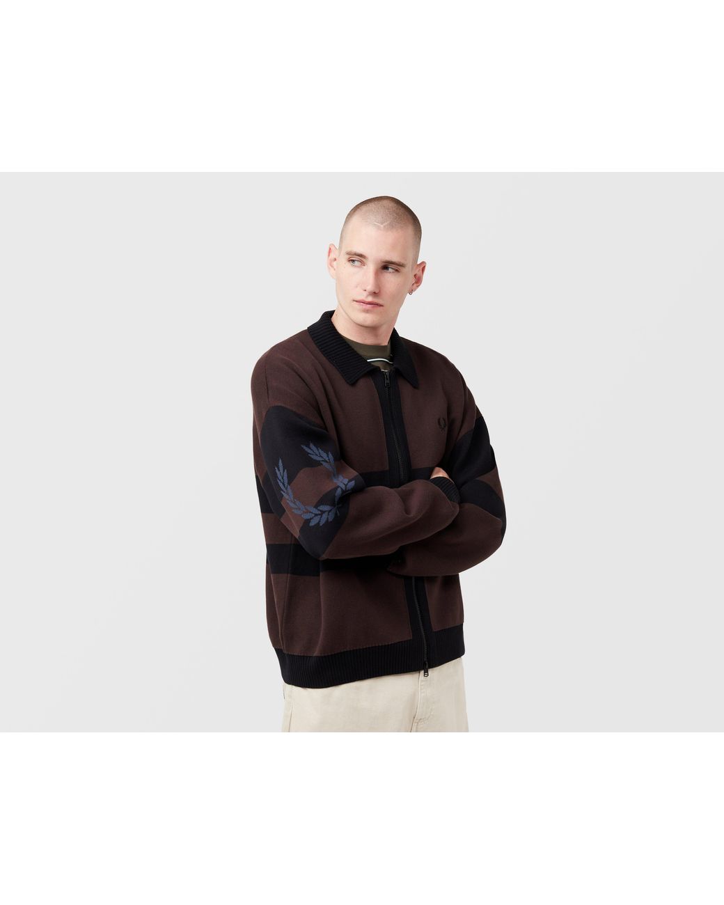 Fred Perry Black Tipped Zip-Through Cardigan for men