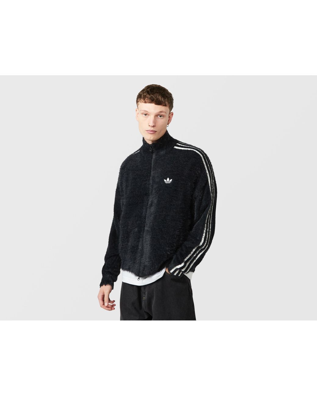 adidas Originals Faux Mohair Classic Track Top in Black for Men