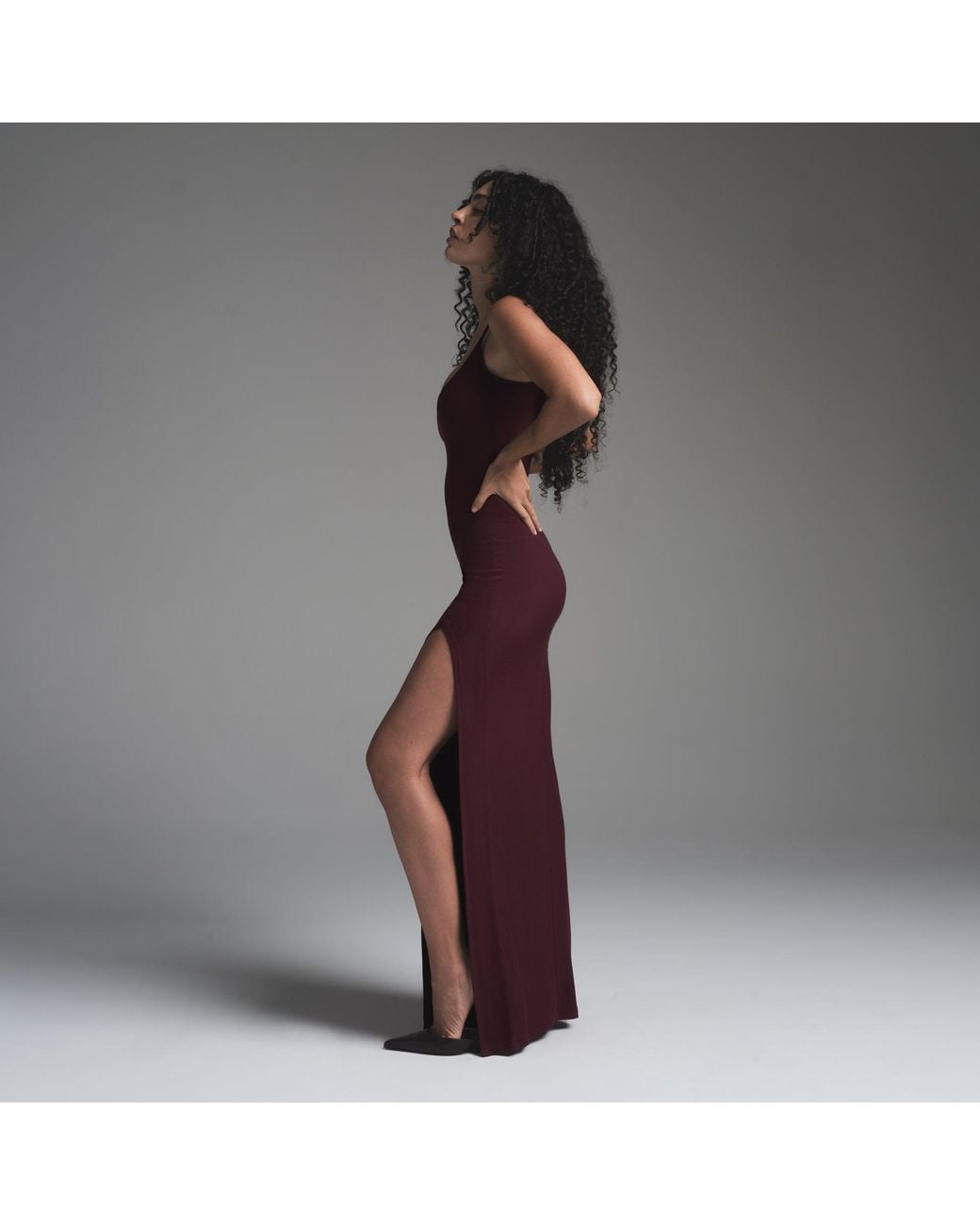burgundy dress skims SKIMS Soft Lounge Long Sleeve Dress