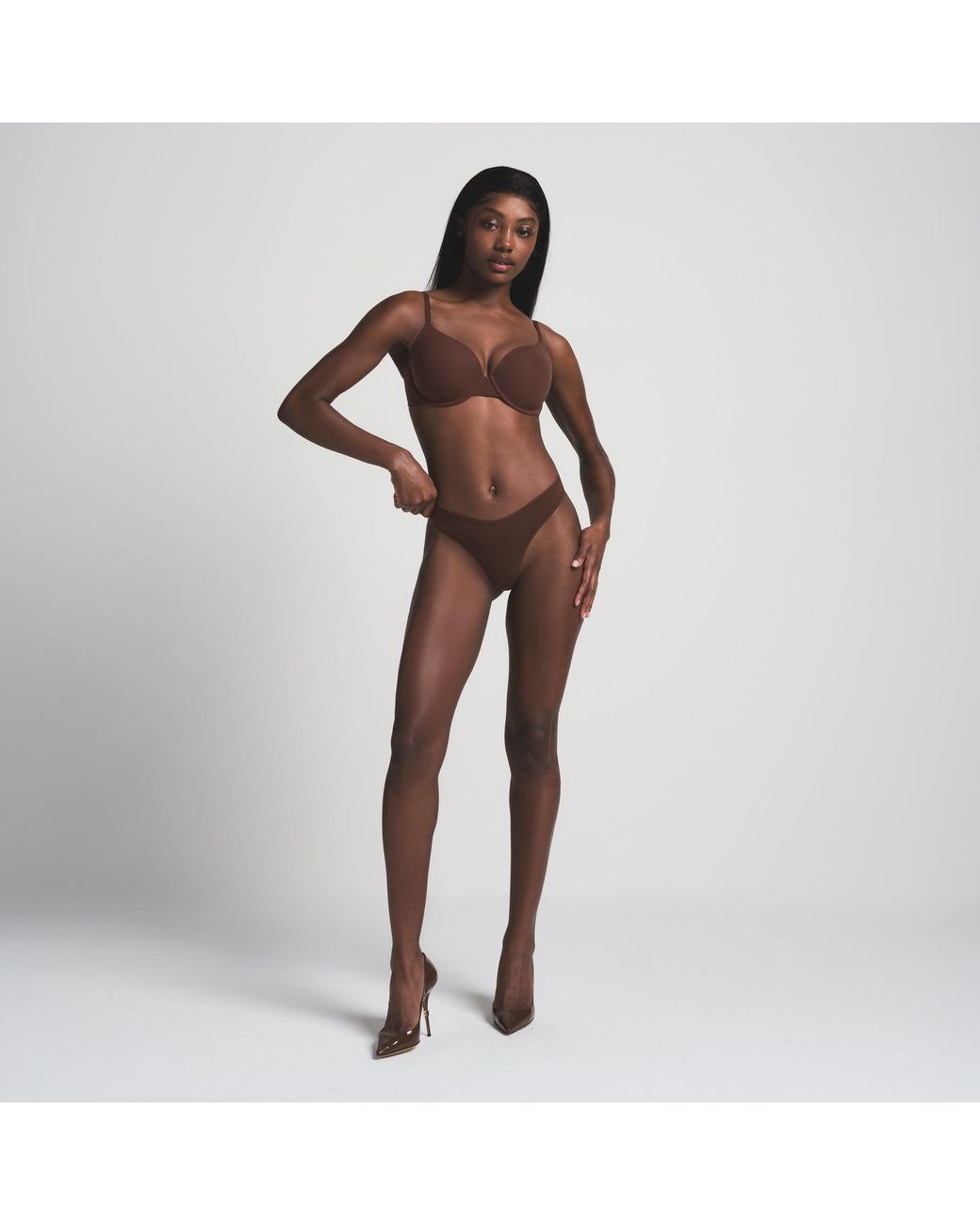 Skims Brown Fits Everybody Dipped Front Thong