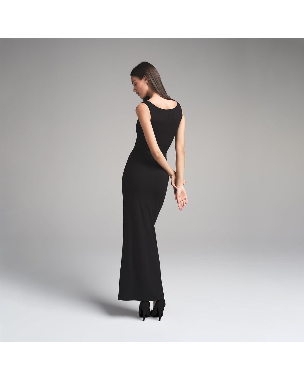 Skims Long Dress With Bralette in Black | Lyst