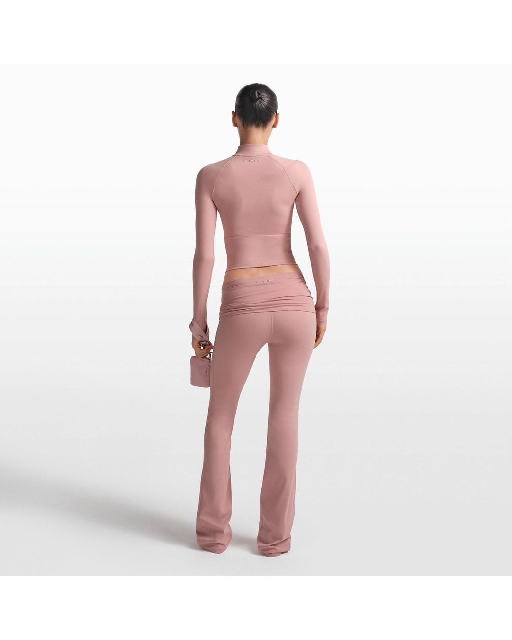 Skims Pink Mock Neck Full Zip Jacket
