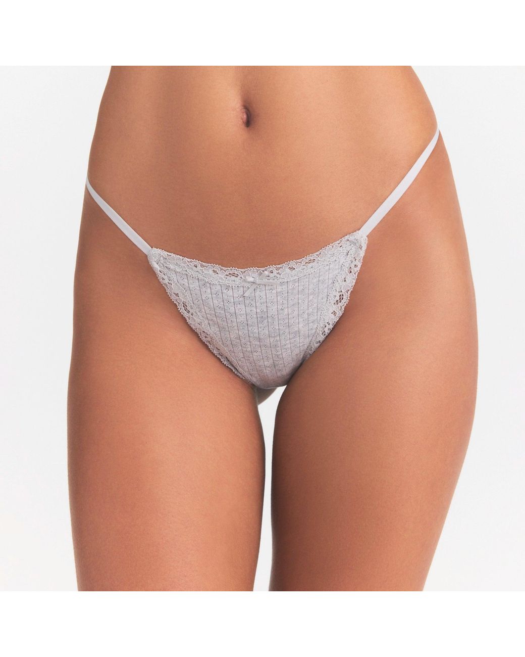 Skims White Pointelle Lace String Thong