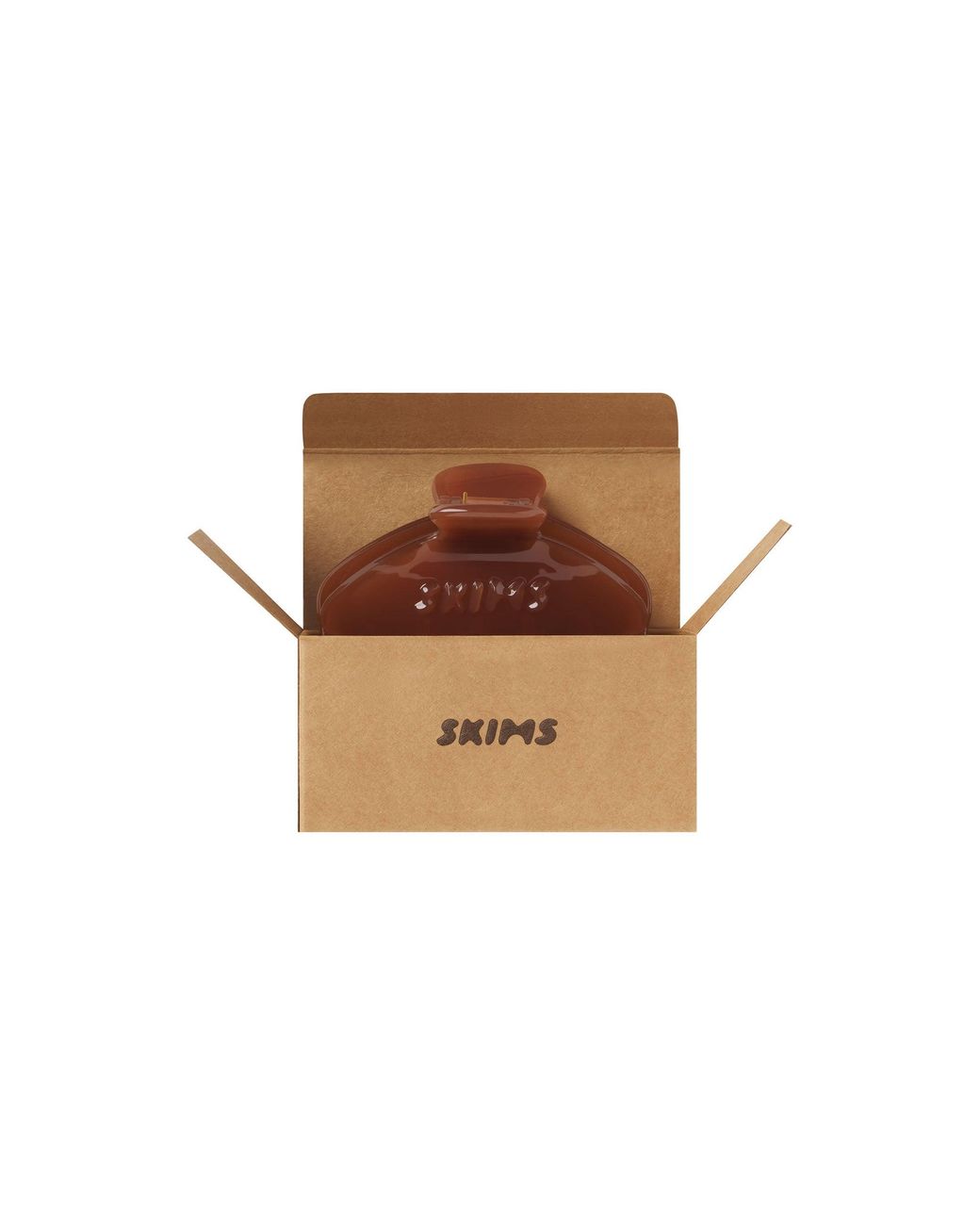 Skims Brown Embossed Logo Mini Claw Clip