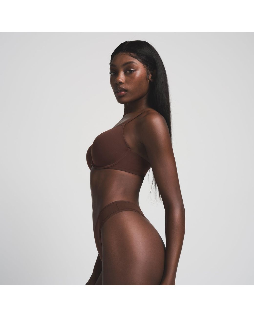 Skims Brown Fits Everybody Dipped Front Thong