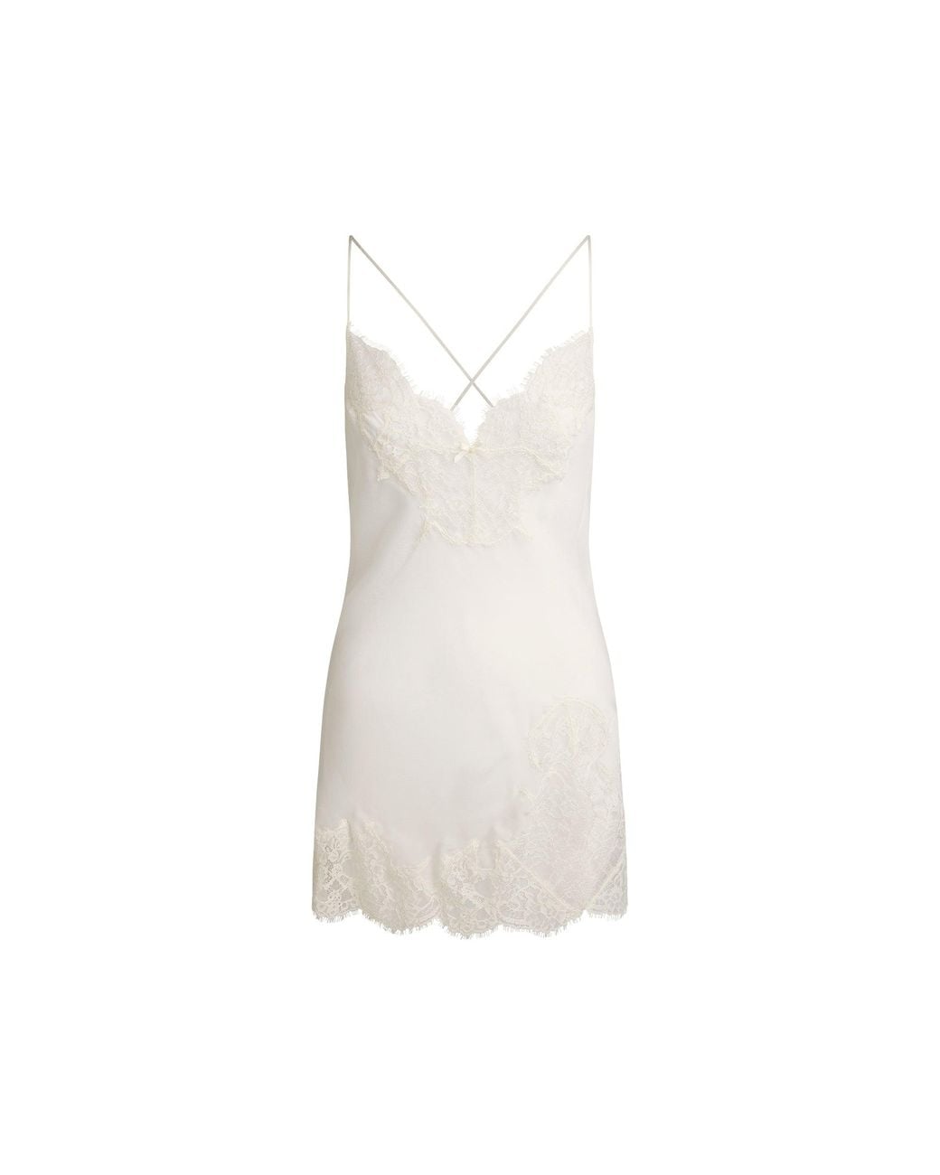 Skims Lace Mini Slip Dress in White | Lyst