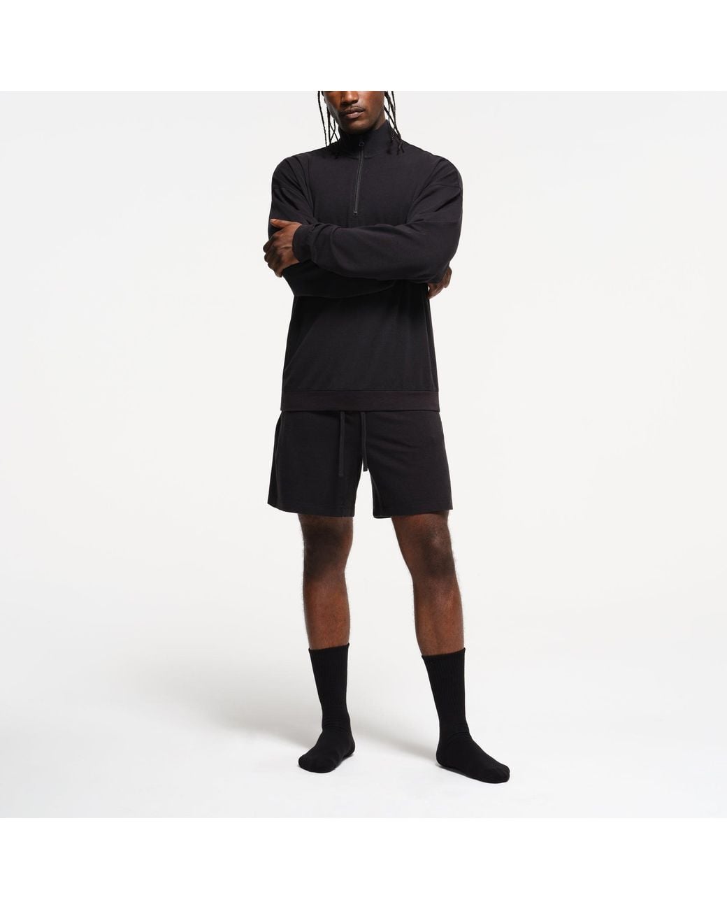 Skims Black Relaxed Quarter Zip Pullover
