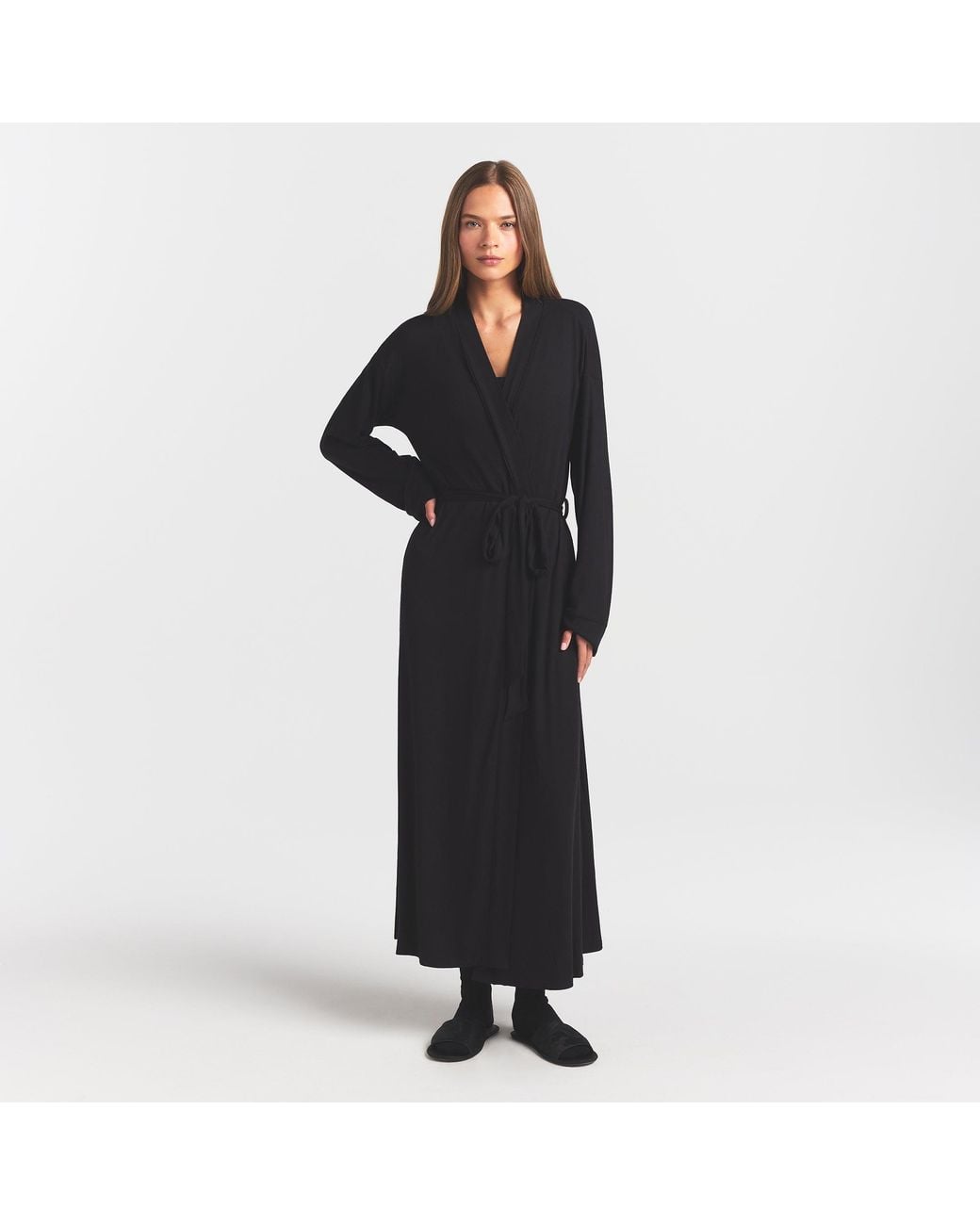 Skims Black Long Robe