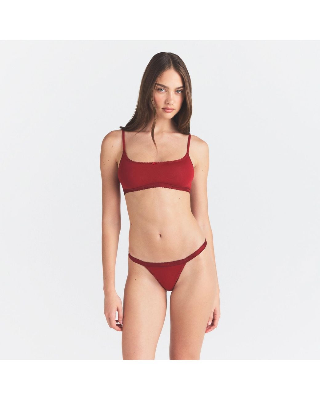Skims Red Logo Picot String Bikini