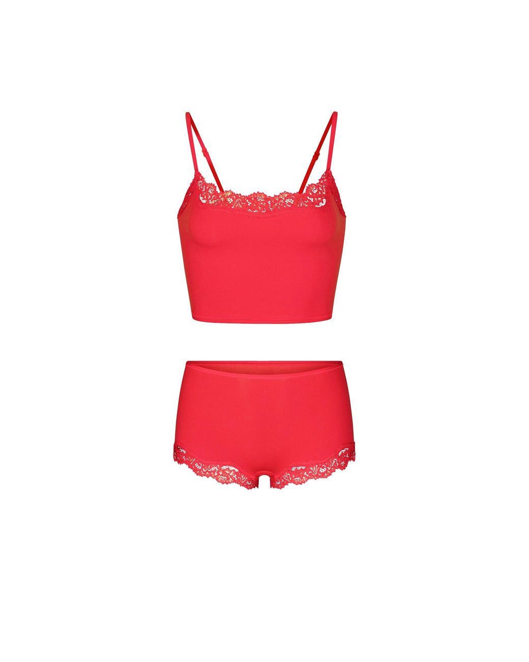 Skims Cropped Cami Top And Boy Short Set in Red | Lyst