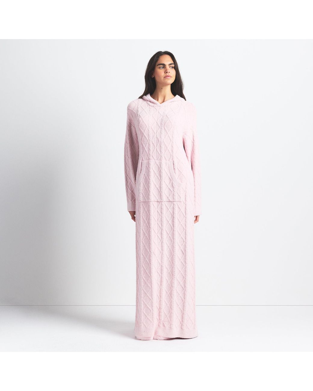 Skims Oversized Cableknit Long Dress in Pink | Lyst