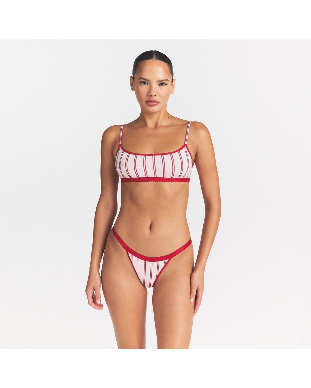 Skims Pink Logo Picot String Bikini