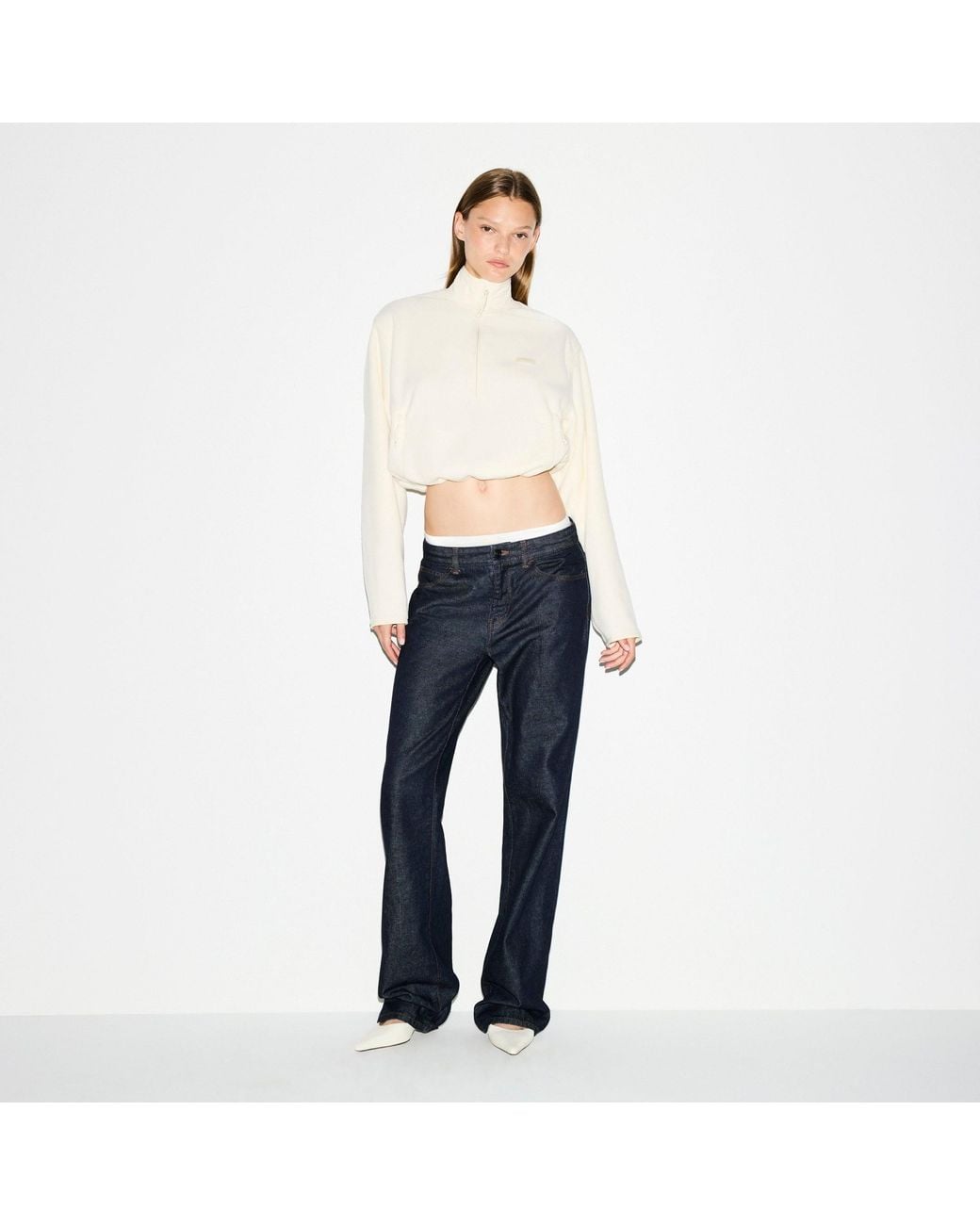 Skims Natural Half Zip Pullover