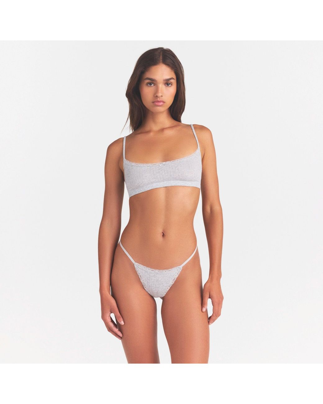 Skims White Pointelle Lace String Thong