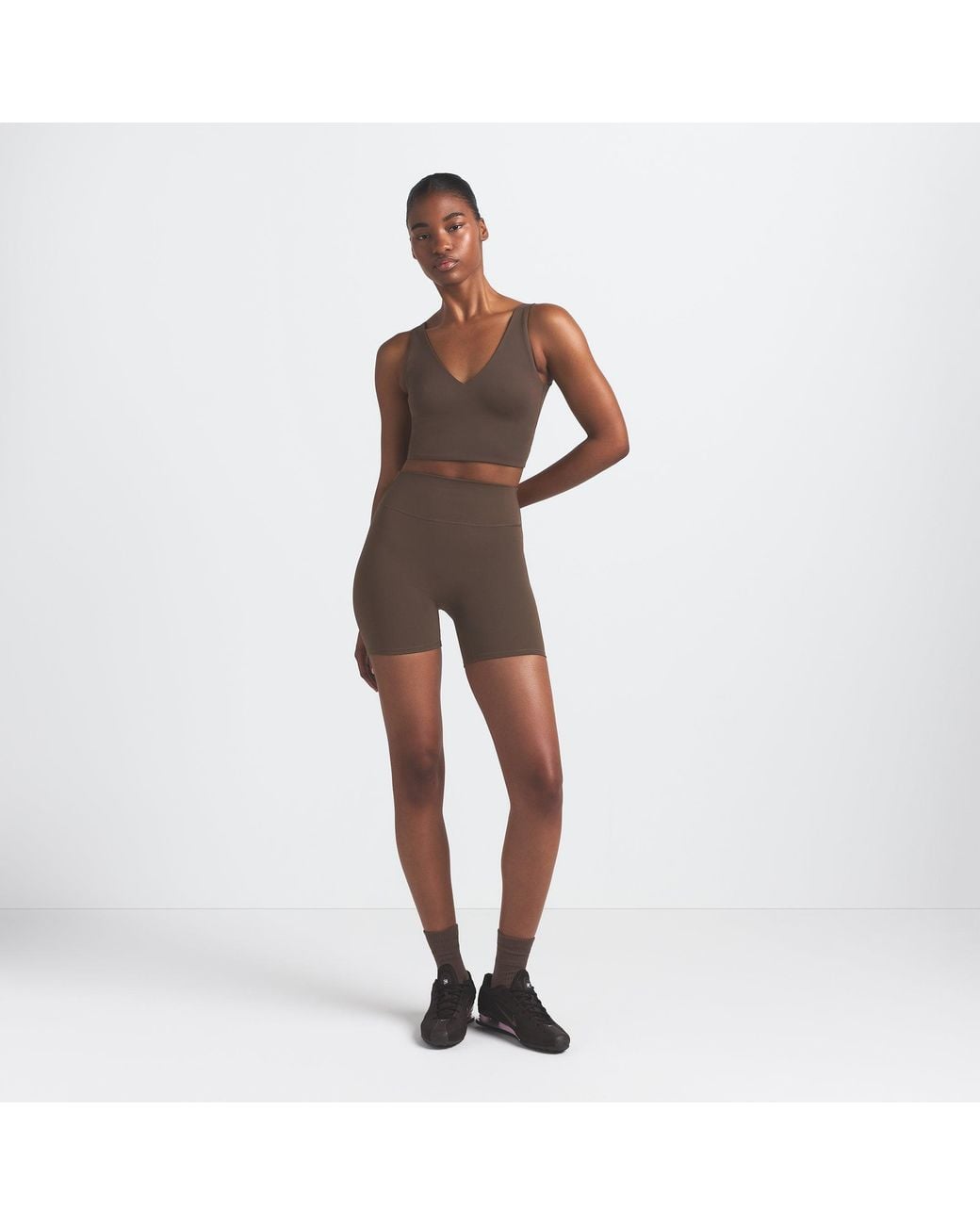 Skims Brown V-Neck Bra Top