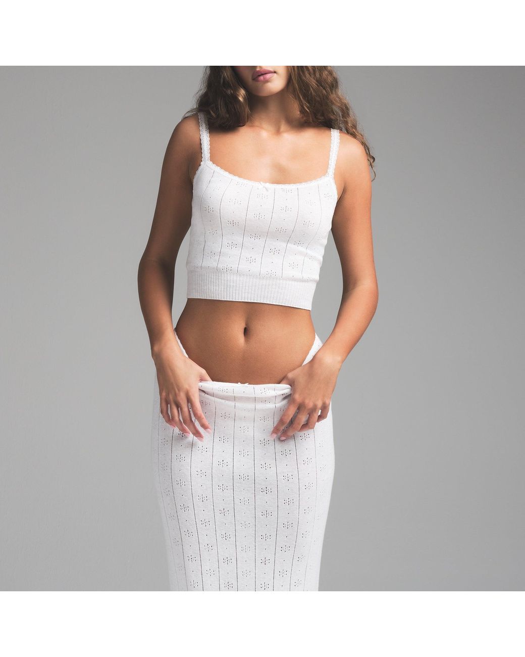 Skims Long Skirt in White | Lyst