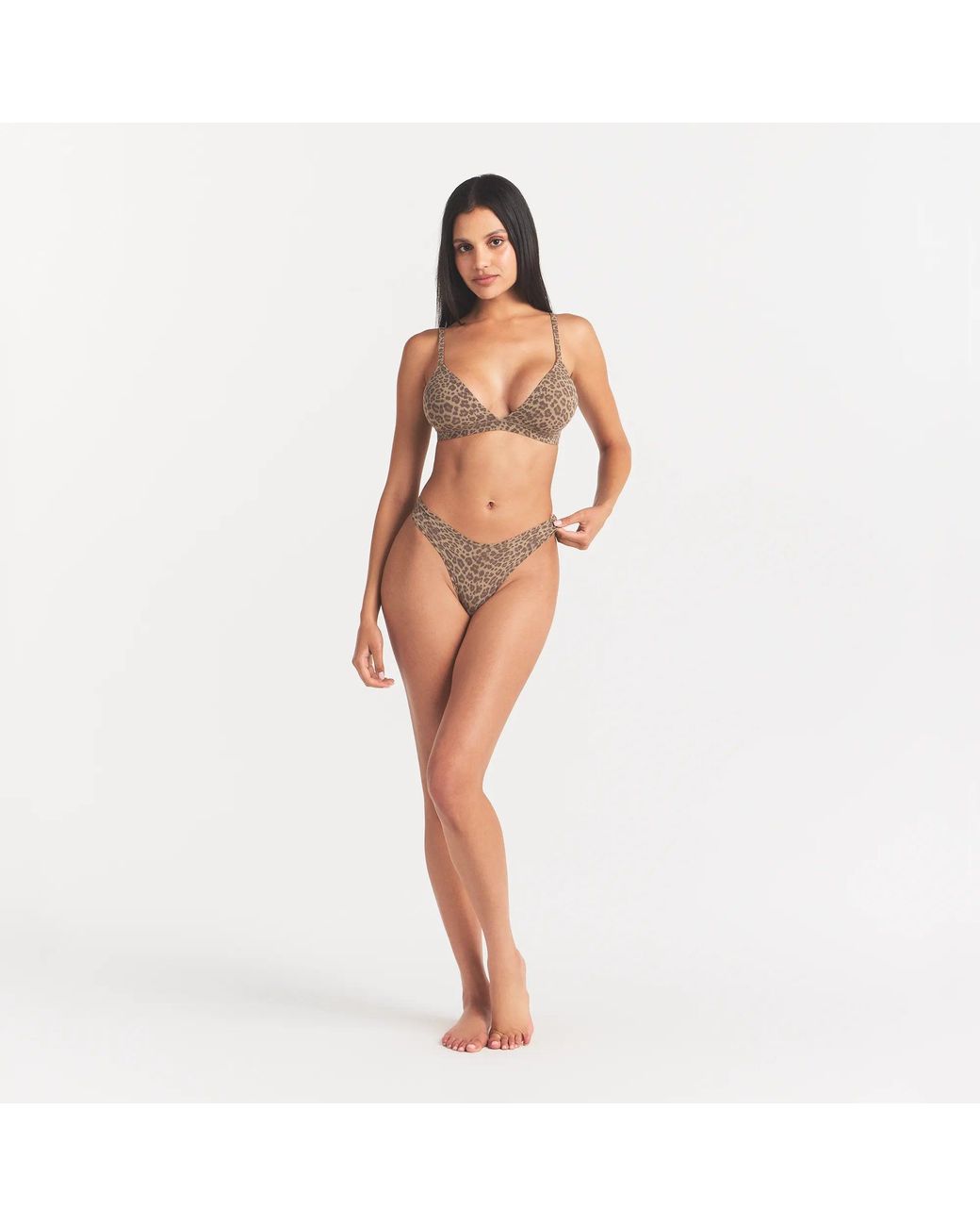 Skims Brown Dipped Front Thong