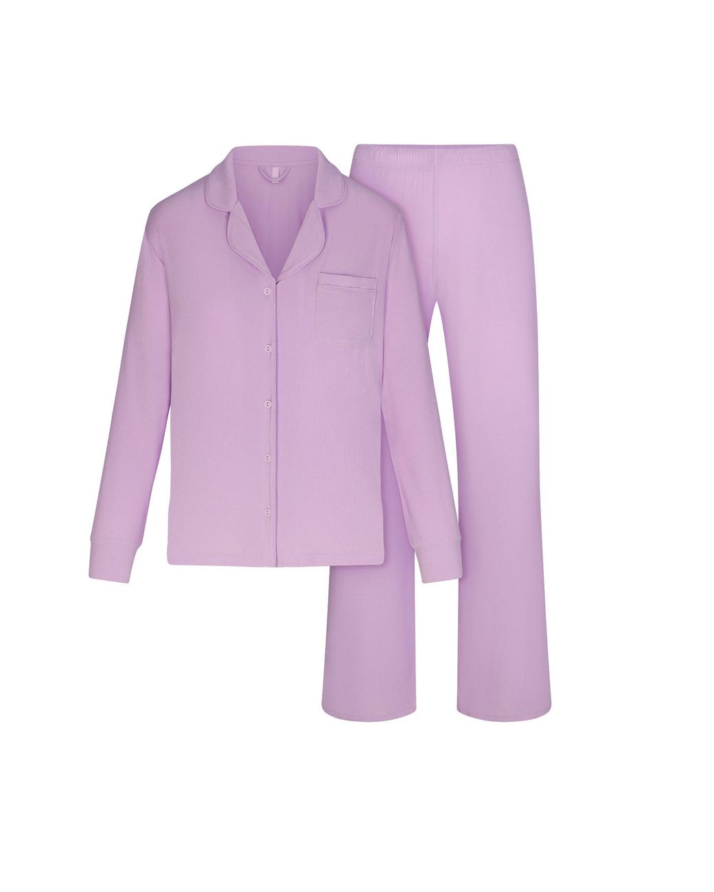 Skims Sleep Long Sleeve Button Up Set in Purple