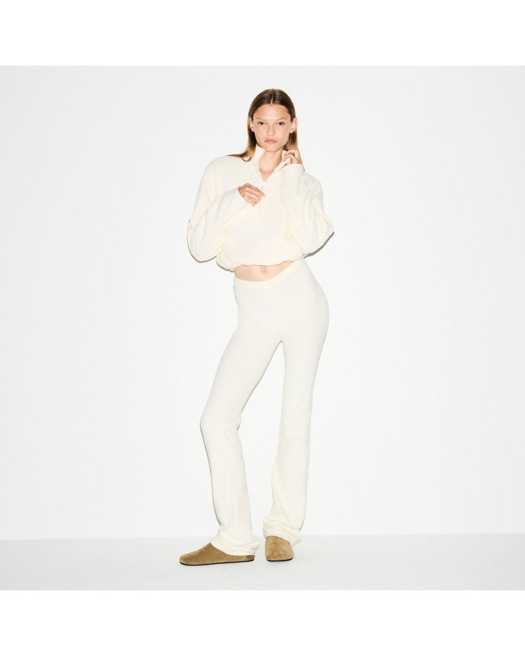 Skims Natural Half Zip Pullover