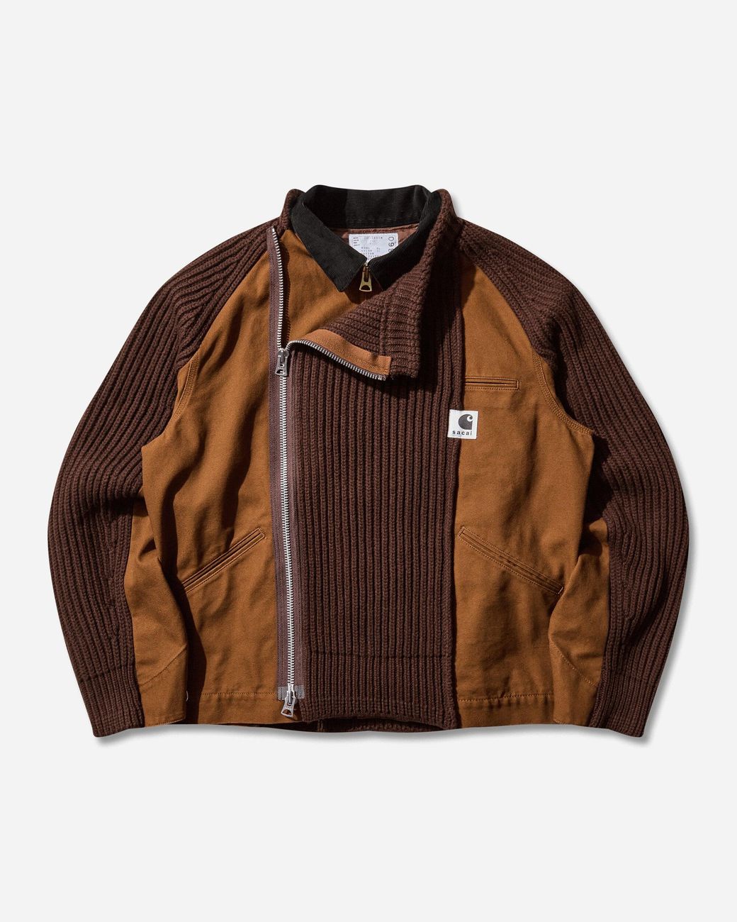 I*s様 Washed Duck x Wool Knit Blouson Sacai Men S Carhartt Wip Washed Duck X Wool Knit Blouson in Brown