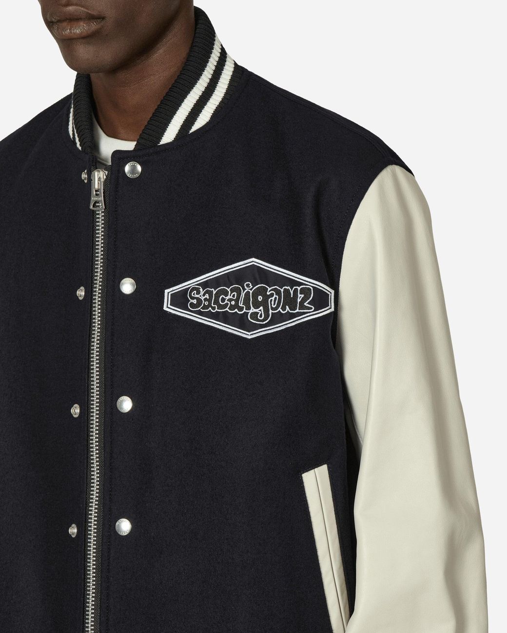 ジャケット・アウター sacai Gonz Wool Melton Leather Jacket 2 sacai-Blue-Gonz-Wool-Melton-X-